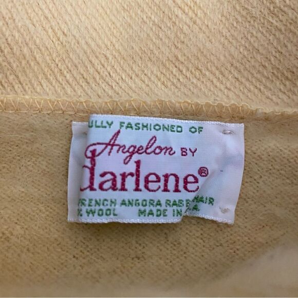 ANGELON by DARLENE Cowl Neck Wool Angora Yellow Pullover Sweater 36 Vintage - Picture 3 of 5